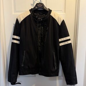 Wilson’s Cycle Faux Classic Black and White Men's Bomber Jacket